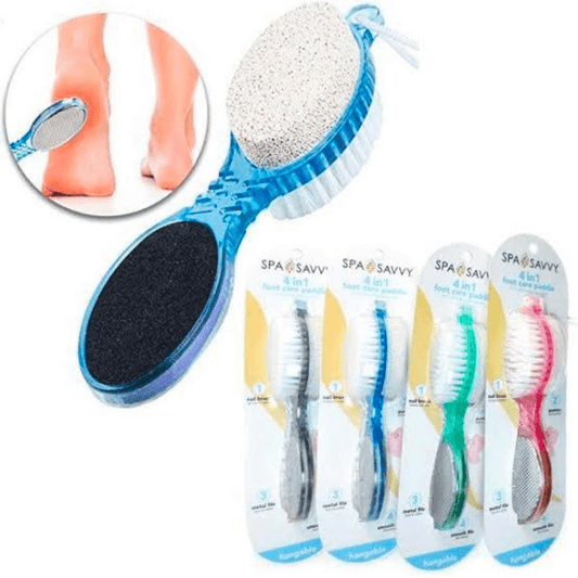 Ultimate Foot Care Tool: 4-in-1 Foot Scrubbing Brush, Sponge, and Stone
